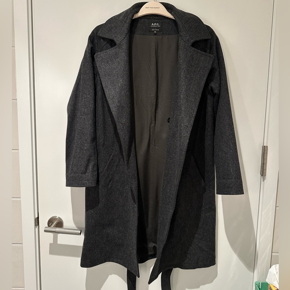 APC Gray Wool Blend Robe Coat